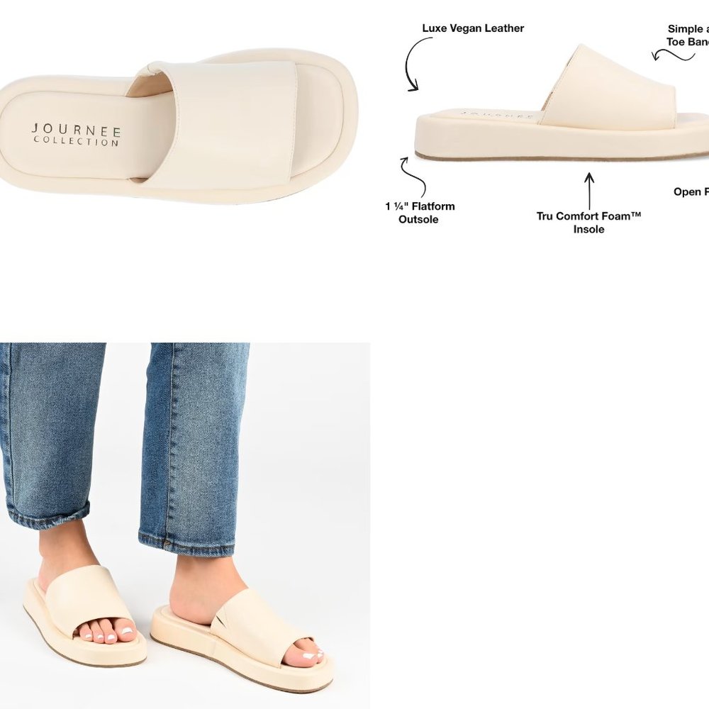 NEW Journee Collection Denrie Platform Sandal, Off White, Size 8.5M
